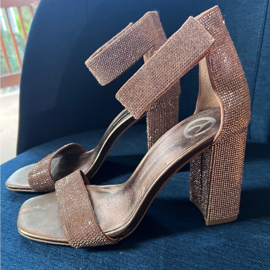 Wishbone Rose Gold Rhinestone Heels